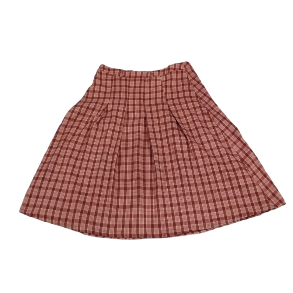 SHEIN Curve Red Plaid Pleated Women's Midi Skirt Size 4XL Preppy Academic